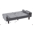 thumbnail image 6 of Convertible Futon Sofa Bed with 2 Pillows, Modern Tufted Velvet Upholstered Sleeper Sofa Couch with Removable Wood Legs and Adjustable Backrest, Folding Loveseat Reclining Sofa for Bedroom Light Gray, 6 of 7