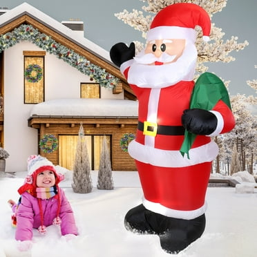 8ft Christmas Inflatable, Santa Christmas Inflatable Decoration with Build-in LEDs for Xmas Party Outdoor Yard Garden Lawn Winter Decor