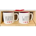 thumbnail image 2 of Rae Dunn by Magenta HUBBY WIFEY Mug Set with 3 Heart Icons Red Inside, 2 of 3