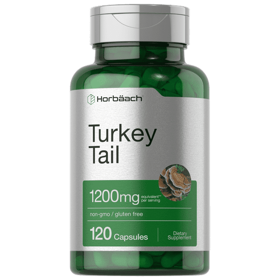 Turkey Tail Mushroom Capsules | 1200mg | 120 Count for Men and Women | By Horbaach