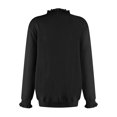 thumbnail image 3 of Womens Sweaters Fall Winter Clothes 2025 Long Sleeve Button Down Ruffle Crew Neck Casual Knitted Pullover Tops 01-Black L, 3 of 4