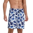thumbnail image 2 of Logiee Blue Roses Print Men's Pajama Shorts with Drawstring & Pockets,Sleep Shorts for Men,Sleepwear Bottoms,Elastic Waistband Loungewear-XX-Large, 2 of 6
