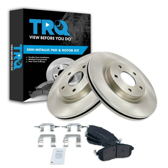 TRQ Front Brake Pad & Rotor Kit Brake Pads Brake Rotor Semi-Metallic Fits Select 2011-2017 Nissan Juke 2017-2019 Sentra
