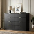 thumbnail image 3 of Furniway Black Dresser for Bedroom, 8 Drawer Double Dresser, Modern Chest of Drawers for Bedroom, Living Room, Entryway and Closet, 55" L x 15.7" D x 37.4" H, 3 of 8
