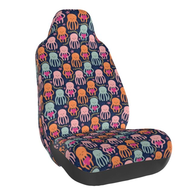 Wukai Octopus in love Full Set Car Seat Covers with Soft Padding Universal Auto Front Seats Protector and Cushion Mat