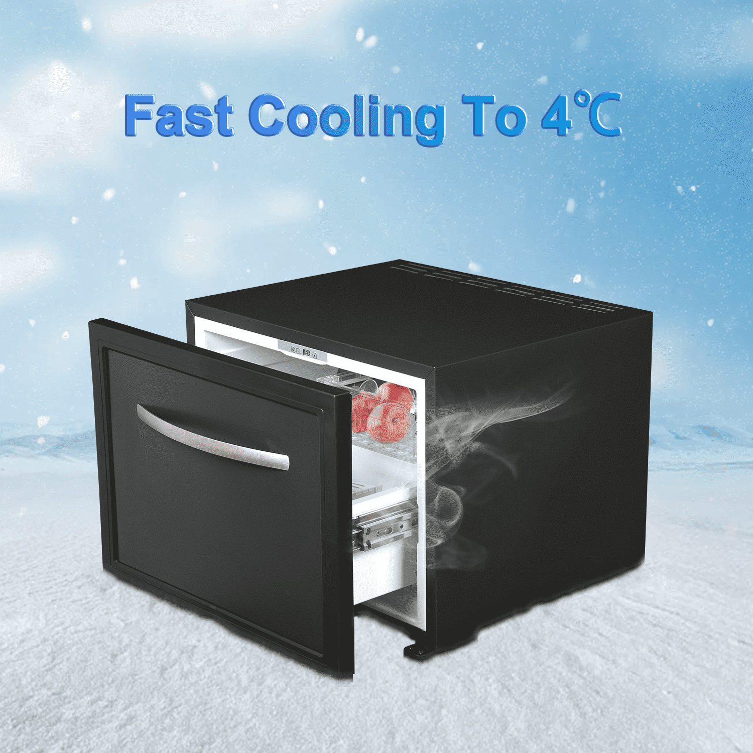 Smad Drawer RV Refrigerator 12V Truck Cooler AC DC Fridge Hotel 1.7 Cu ft Quiet
