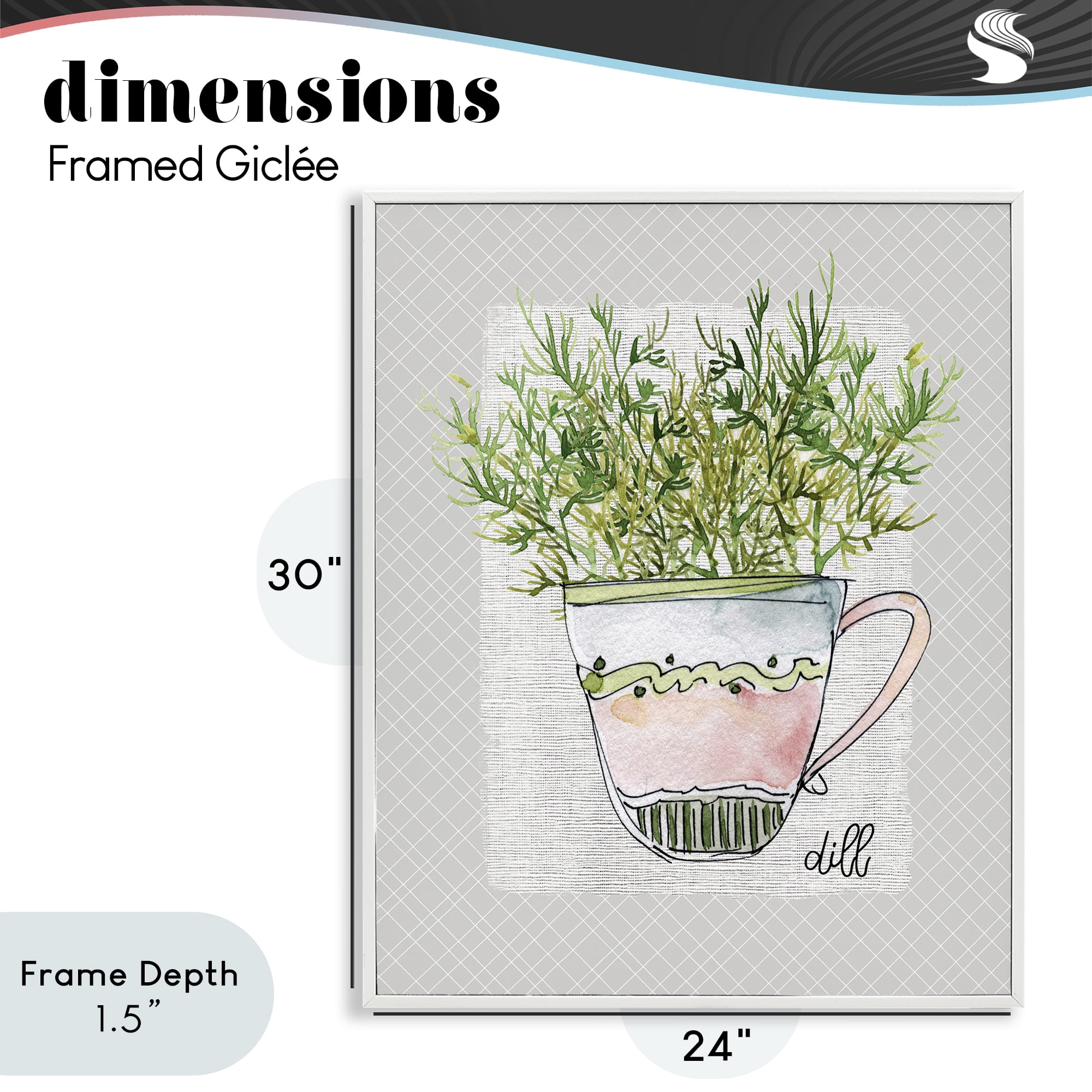 Stupell Industries Dill Herb Mug White Framed Giclee Art, design by Livi Finn