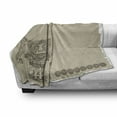 thumbnail image 3 of Tribal Soft Flannel Fleece Throw Blanket, Mayan and Inca Tribal Superstition Prehistoric Relic Archeology, Cozy Plush for Indoor and Outdoor Use, 50" x 60", Tan Army Green, by Ambesonne, 3 of 6
