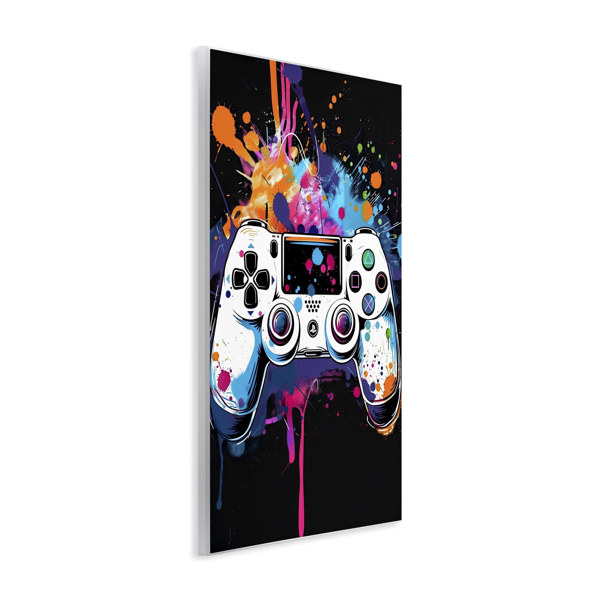 Stupell Industries Controller Contrast with Neon Splatter Wall Plaque Art, design by Creative Studio