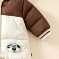 thumbnail image 5 of JFOPQVSM Baby Winter Snowsuit Bear Ear Hooded Padded Romper Fleece Lined Color Block Zipper Jumpsuit Infant Cold Weather Outfit, 5 of 7