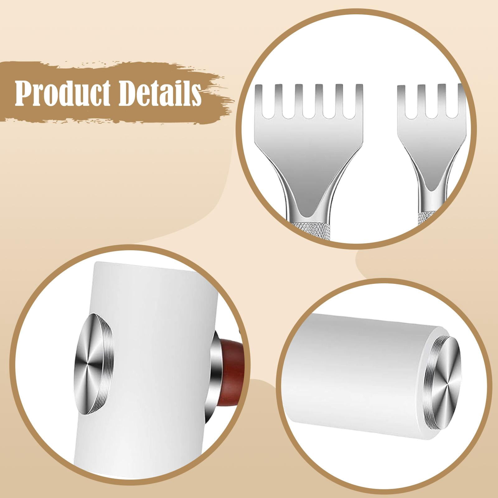 FVDPWYE 6 Pieces PU Leather Carving Hammer High Hardness Wooden Handle Punching Tool