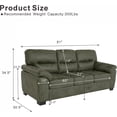 thumbnail image 2 of 81" 3 Seater Sofa, Tech Breathable Faux Leather Tufted Couch with Wide Armrests for Living Room, Apartment, Office (Olive Green), 2 of 8