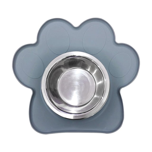 Tazón de comida para perros jinwen antideslizante portátil gris