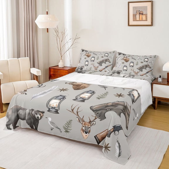 Castle Fairy Jungle Deer Bear Twin Sheet Sets for Adults Teens,Animal Hunting Bedding