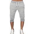 thumbnail image 3 of Mens 3/4 Joggers Capri Pants Slim Fit Lightweight Yoga Running Athletic Active Pants Light Gray XXXL, 3 of 4