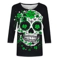 thumbnail image 4 of T-Shirt à Col Rond Imprimé de la Saint-Patrick pour Femmes, Manches Trois Quarts 3/4, Coupe Ample, 4 of 5