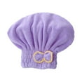 thumbnail image 2 of Microfiber Hair Turban for Women Super Absorbent Quick Dry Hair Wrap Bath Shower Cap Soft Elastic Band Bow Design Purple, 2 of 5