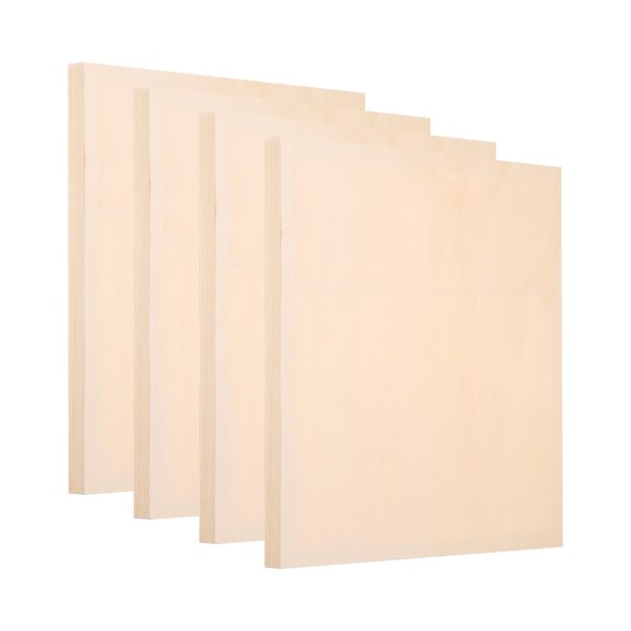 Unique Bargains 12 x 12 Inch Wood Panel Board, Unfinished Wood Canvas Square Wooden Deep Cradle Board for Painting Pouring 4 Pack