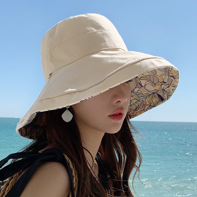 Sun Hats for Women UV Protection Outdoor Flower Printed 