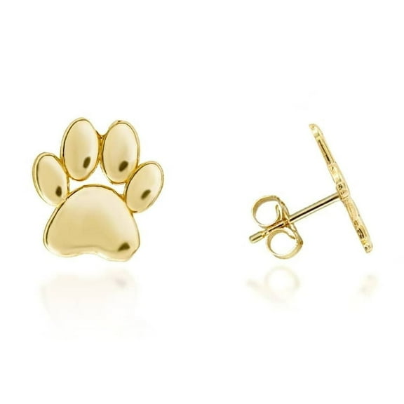 Yellow Gold Dog Paw Stud Earrings (10K)