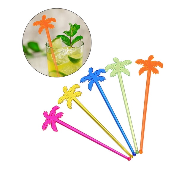 LABSERRON Coconut Tree Design Drink Stirring Sticks for Parties and Home Use Assorted Color acrylic 25pcs