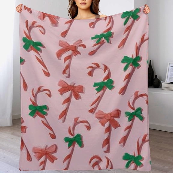 RKSupls Christmas Throw Blanket,Soft Flannel Candy Cane Blanket,Fuzzy Warm Cozy Winter Blanket for Couch Bed Home Decor,40x50 in