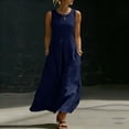 thumbnail image 2 of QIYAGBSA Sleeveless Maxi Dress for Women, Loose Fit Round Neck with Pockets for Summer Vacation, 2 of 8