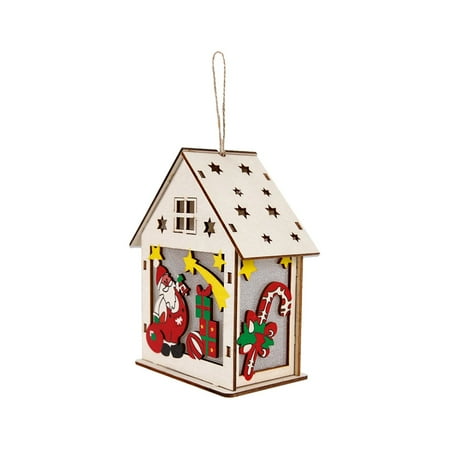 

Christmas Wooden Christmas Glow Cabin Merry Christmas Pendant Christmas Tree Ornament Christmas Tree Decoration With Light