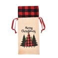thumbnail image 1 of Ropa navideña con patrón de rejilla con cordón, manga de cerveza, de comedor, cubierta de botella de vino de lino de Año Nuevo, bolsa de Kits de decoración para fiestas Árbol de Navidad Billuyoard HA068795-01, 1 of 6