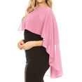 thumbnail image 3 of Sakkas Anya Women's Soft Chiffon Wedding Bridesmaid Bridal Cape Wrap Bolero Shrug - Pink - OS, 3 of 5