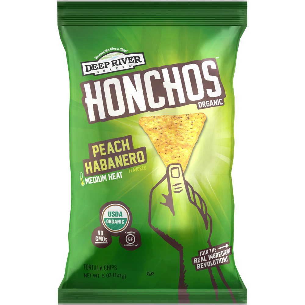 Peach Habanero HONCHOS Organic Tortilla Chips, 5oz, 12 Ct