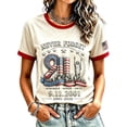 thumbnail image 2 of 911 We Will Never Forget Womens Tops Short Sleeve 9/11 25th Anniversary Shirt Patriotic American Flag Memorial Faith Tshirt Khaki L, 2 of 4