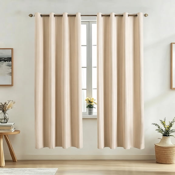 Grommet Top Solid Blackout Curtain,Thermal Insulated Room Darkening Drape,Ideal for Bedroom,Bay Window,Living Room Decor,59x63 inches