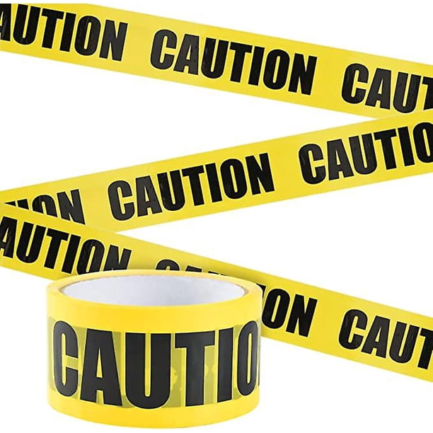 Cinta de advertencia amarilla 'Precaución' (25 m * 4,8 cm), cinta adhesiva de barrera de advertencia, fuente negra en negrita, máxima legibilidad del texto, adecuada para lugares de trabajo y H
