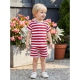 thumbnail image 5 of BemeyourBBs Toddler Baby Boy Girl Baby Summer Clothes Infant Baby Boy Girl 2 Piece Outfit Adorable Striped Short Sleeve T Shirt Tops with Shorts Set Homewear Loungwear, 5 of 9