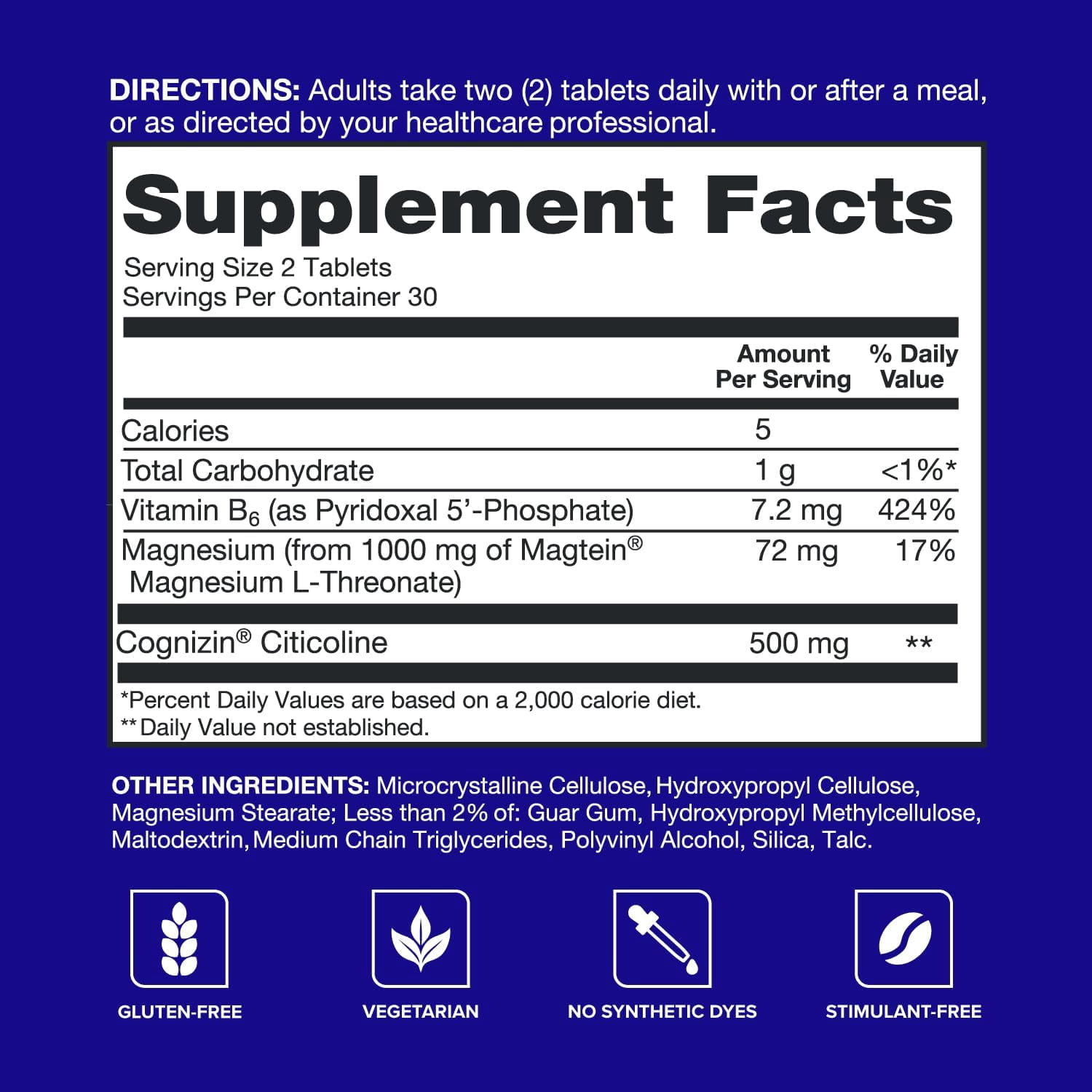 Qunol Brain Health Memory Plus with B6, Magnesium L-Threonate & Citicoline, 60 Count