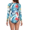 thumbnail image 5 of Enjoytime Womens Swimsuits Print Long Sleeve Zip Front One Piece Bathing Suit Sun Protection Rash Guard Athletic Swimwear, 5 of 5