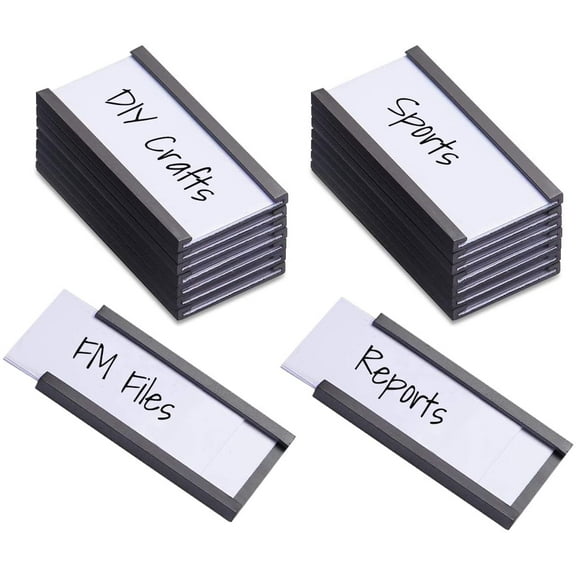 Magnetic Shelf Label Data Card Holders - C Channel - Magnetic Strips with Protective Films - Labels for Shelf Organization -1" x 2" - 75 Pieces