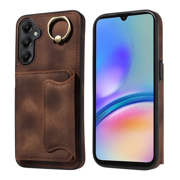 Case for Samsung Galaxy A05s 5G, PU Leather 3 Card Slots with Finger Ring Holder Shockproof Phone Case