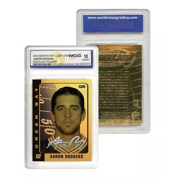 2008 Aaron Rodgers Laser Line 23KT Gold Card w/Hologram Signature Graded Gem Mint 10