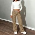 thumbnail image 7 of ZBSOKO Girls Cargo Pants Wide Leg Elastic Waist Utility Pant with Multi Pockets Straight Leg Casual Outdoor Trousers Sizes 5-15 Years, 7 of 7