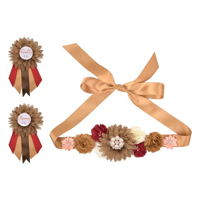Cinturón de maternidad para regalo de fotografía, cinturón de flores, cinturón de maternidad para accesorios, suministros para fiesta de Baby Shower con ramillete Macarena Cinturón Fajín