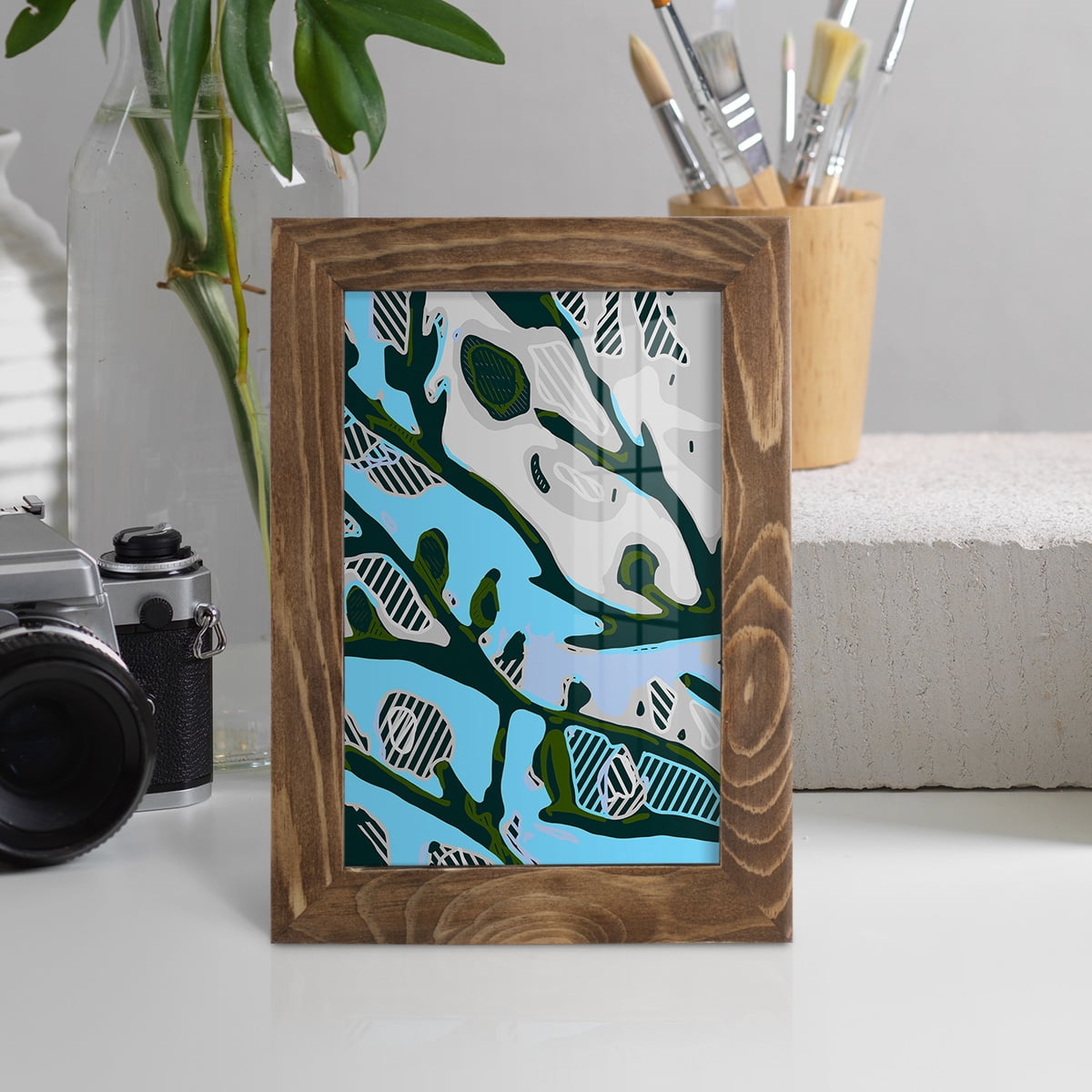 Abstract Tree Limbs I -Framed Print w/glass-Walnut