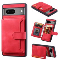 Nalacover Case Compatible with Google Pixel 8 Pro, Detachable Wallet Pocket with Credit Card Holder, Back Flip Premium Leather Magnetic Clasp Kickstand Cover For Google Pixel 8 Pro,Red