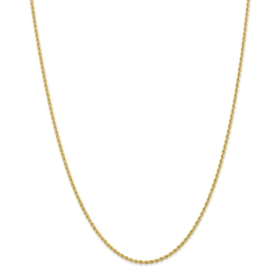14k Yellow Gold 2mm Solid Rope Chain Necklace - with Secure Lobster Lock Clasp 18"