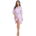 thumbnail image 5 of ANLIQI Womens Bamboo Rayon Short Robes Lightweight Kimono Cotton Robe Soft Knit Bathrobe Ladies Loungewear with Pockets(Light Purple,XL), 5 of 5