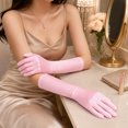 thumbnail image 4 of Unique Bargains 1 Pair Party Gloves Elegant Mid-Length Stretch Satin Long Opera Party Gloves 14.96"x4.72" Pink, 4 of 5