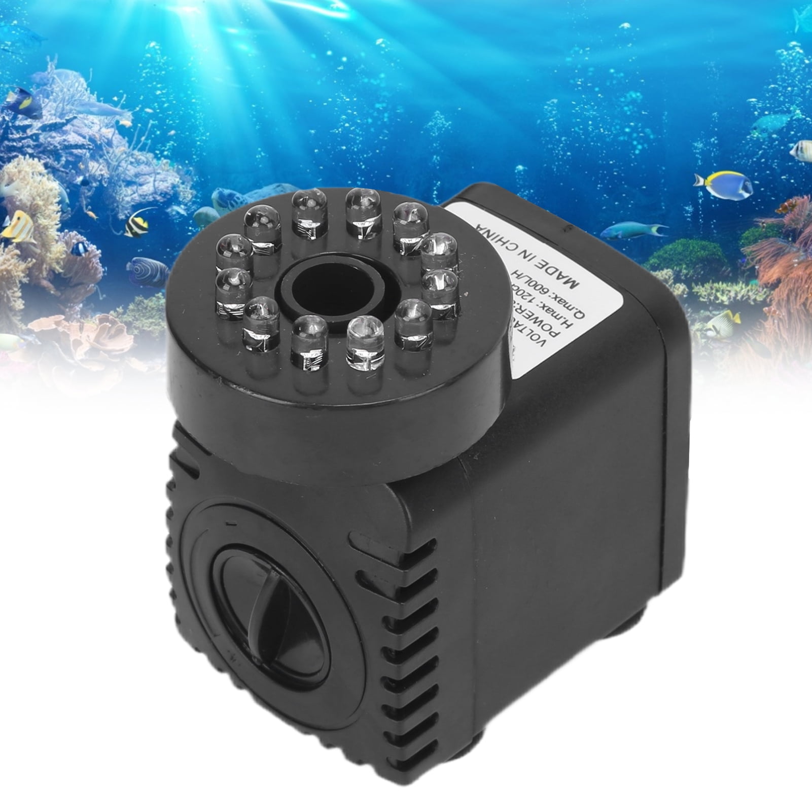 Yajisi Submersible Fountain Pump With LED Light Circulation Water Pump For Aquarium Fish Tanks Home Decoration UK Plug 220-240V Compact Quiet Flow Landscaping Water Feature