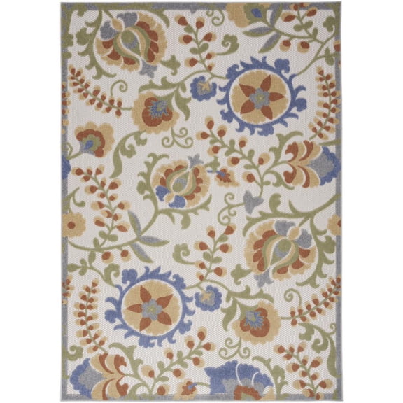 6' X 9' Blue And Yellow Floral Power Loom Area Rug
