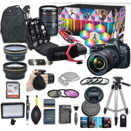 Canon EOS 5D Mark IV DSLR Camera Video Kit with Canon EF 24-105mm f/4L is II USM Lens + Wide Angle Lens + 2X Telephoto Lens + Flash + SanDisk 32GB SD Memory Card + Accessory Bundle